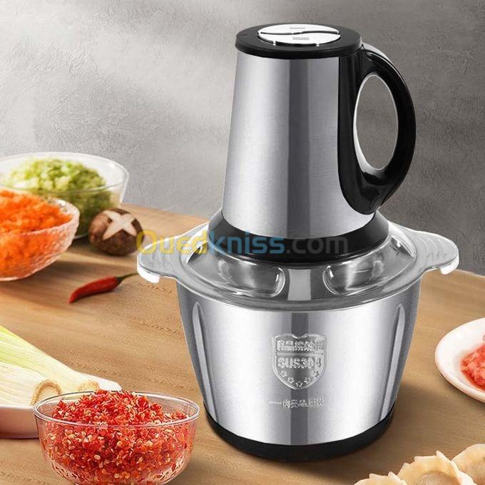 Hachoir En Inox 4 Lames Antidérapante Avec 3 Vitesses 2L- Gris