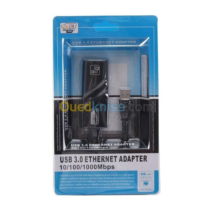Adaptateur USB 3.0 vers RJ45 10/100/1000 Mbps Gigabit Ethernet LAN Réseau -  Prix en Algérie