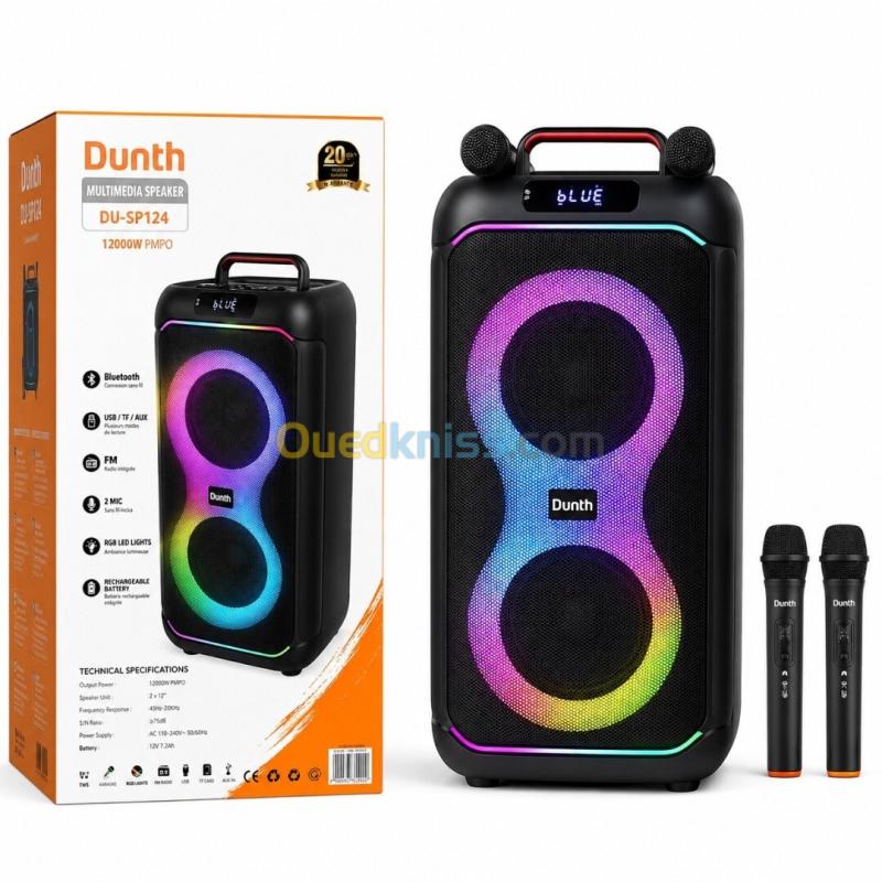 DUNTH DU SP124  Enceinte Multimédia Portable 12 000W PMPO 2