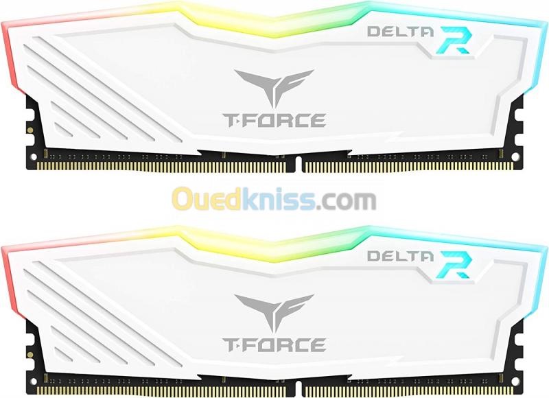  Ram TEAMGROUP T-Force Delta RGB DDR4 16GB (2x8GB) 3200MHz Cl16 Blanche