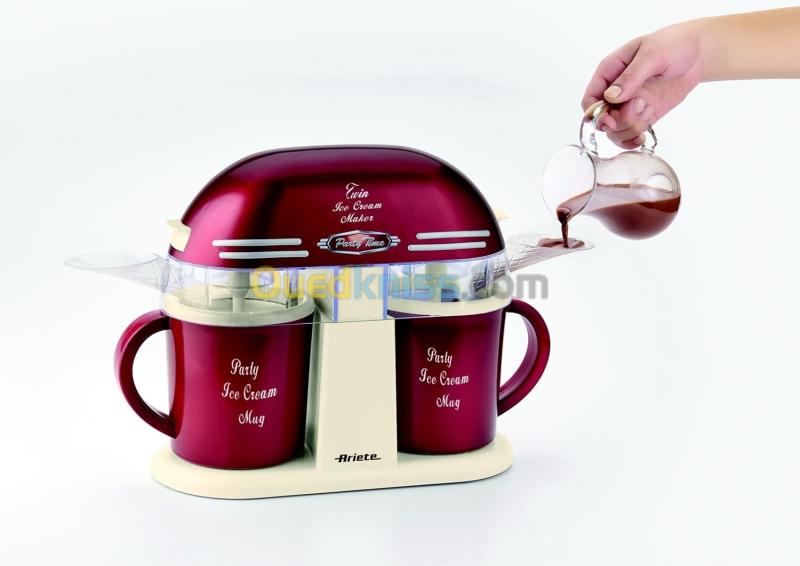 Sorbetière Ariete Twin Avec 2 Coupes Réfrigérées, Permet De Préparer Simultanément 2 Parfums De Glace Différents - Ice Cream Maker 2
