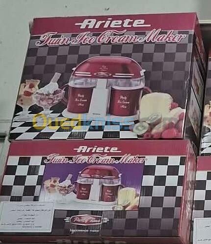 Sorbetière Ariete Twin Avec 2 Coupes Réfrigérées, Permet De Préparer Simultanément 2 Parfums De Glace Différents - Ice Cream Maker 12