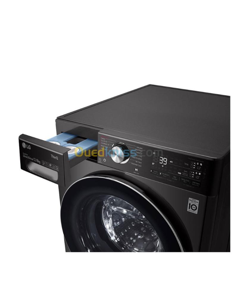LG Machine a laver a chargement frontal l Lavante sechante l 12/8 KG l AIDD l TurboWash 360 l ThinQ 13