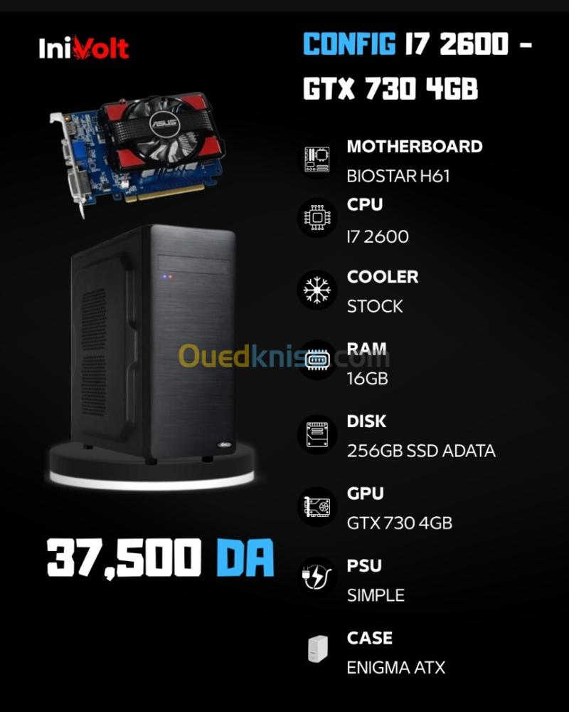 CONFIG SEMI GAMER - I7 2600 - 16GB RAM - GTX 730 4GB - 256GB SSD