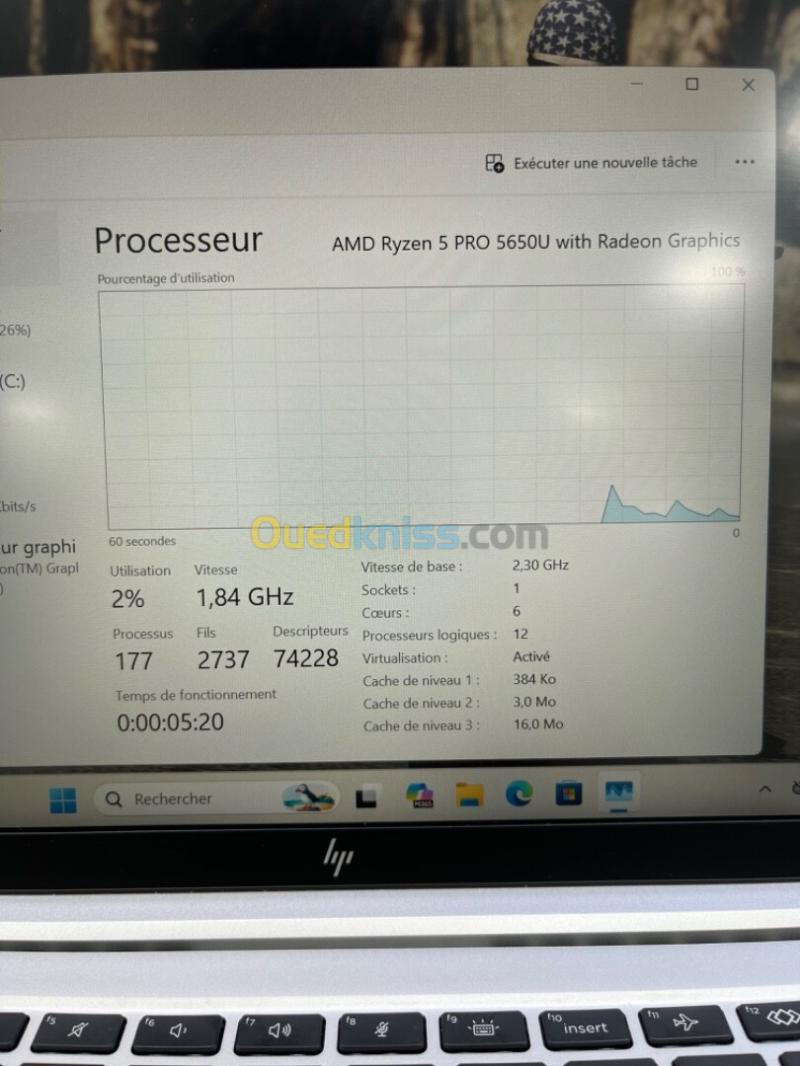 HP ELITEBOOK 845 G8 AMD Ryzen 5 PRO 5650U  16RAM 256SSD 14'' FHD BATTERIE +3.5 HEURES AMD RADEON  TRÈS  BON ÉTAT GARANTIE 06 MOIS 8