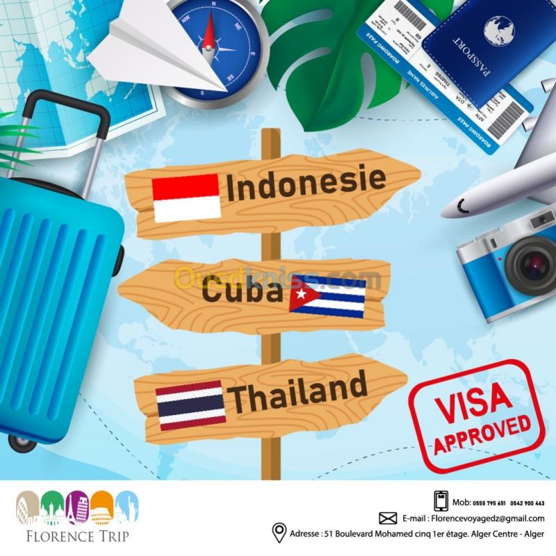  VISA INDONÉSIE  VISA CUBA VISA THAILAND      فيزا اندونسيا كوبا تايلاندا